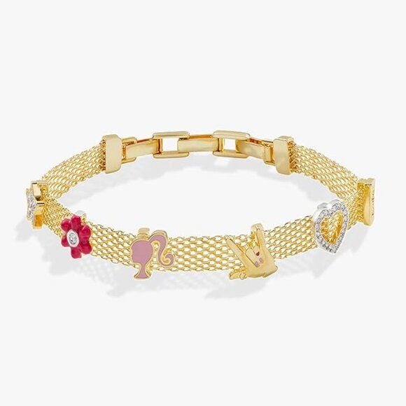 NWT Alex and Ani Barbie Core, Multicharm Mesh Chain Adjustable Bracelet Gold - Picture 1 of 3